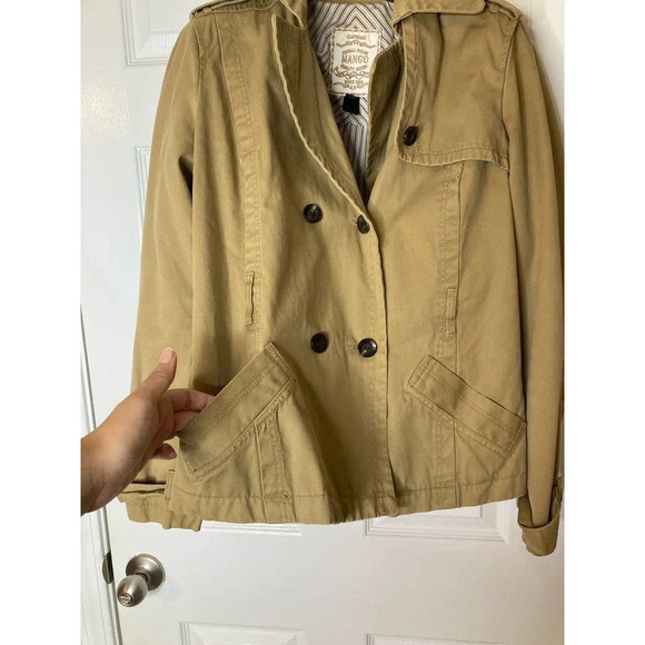 MNG Mango beige double breasted cotton jacket sz M - Picture 4 of 15